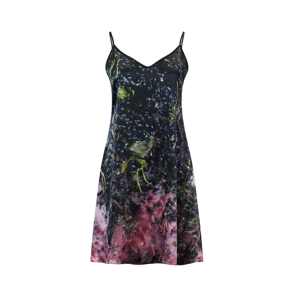 Black Grape Crush Silk Satin Mini Dress