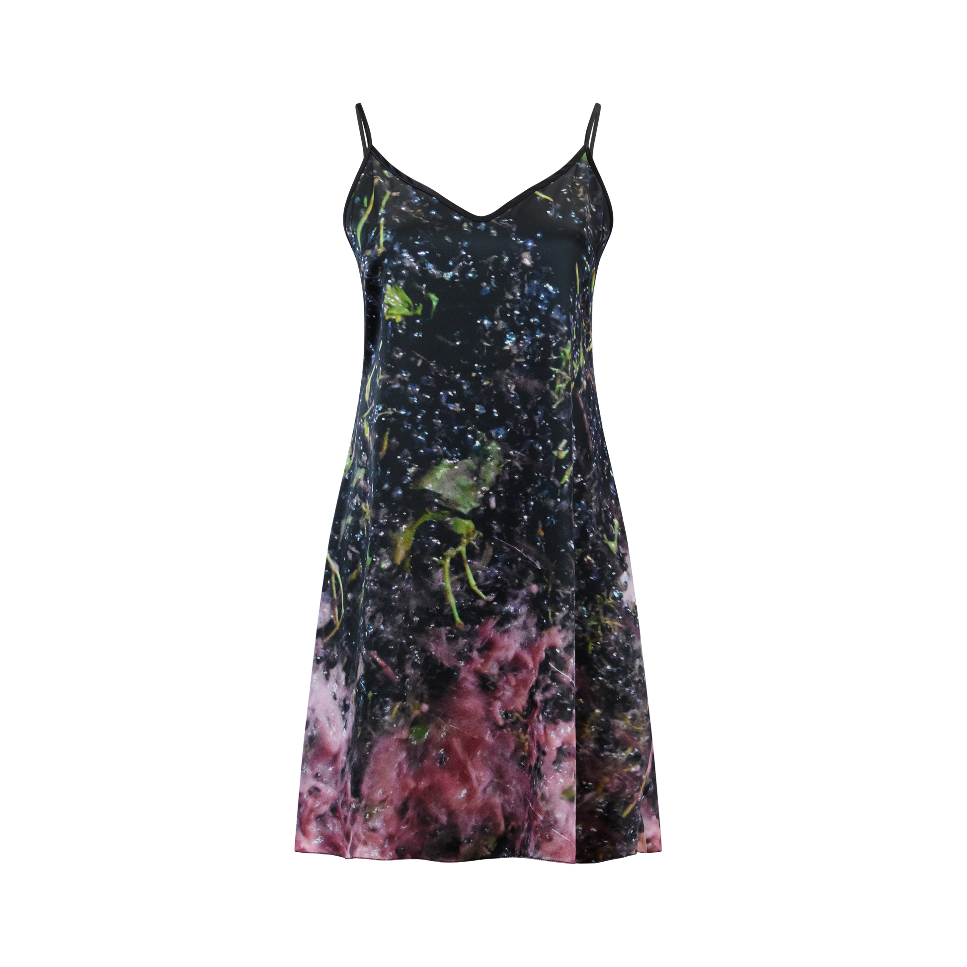 Black Grape Crush Silk Satin Mini Dress