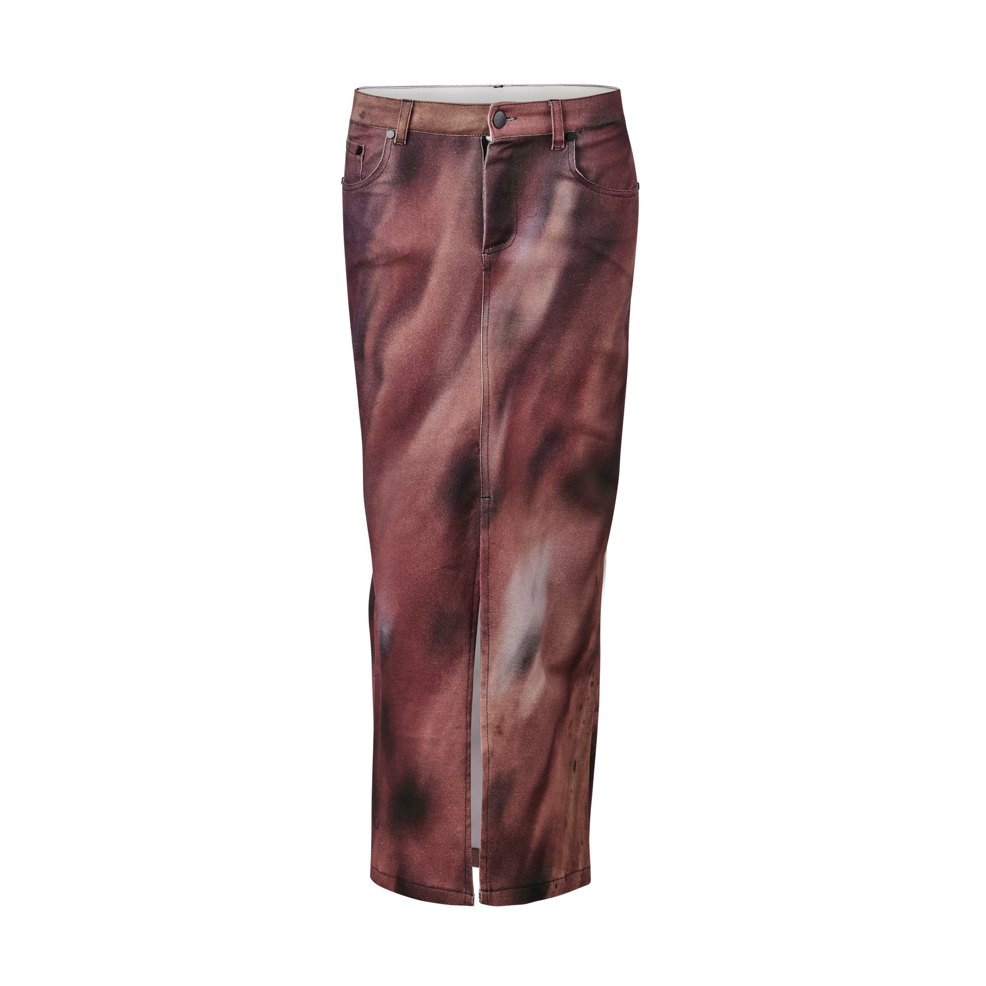 Textured Red Juice Denim Skirt