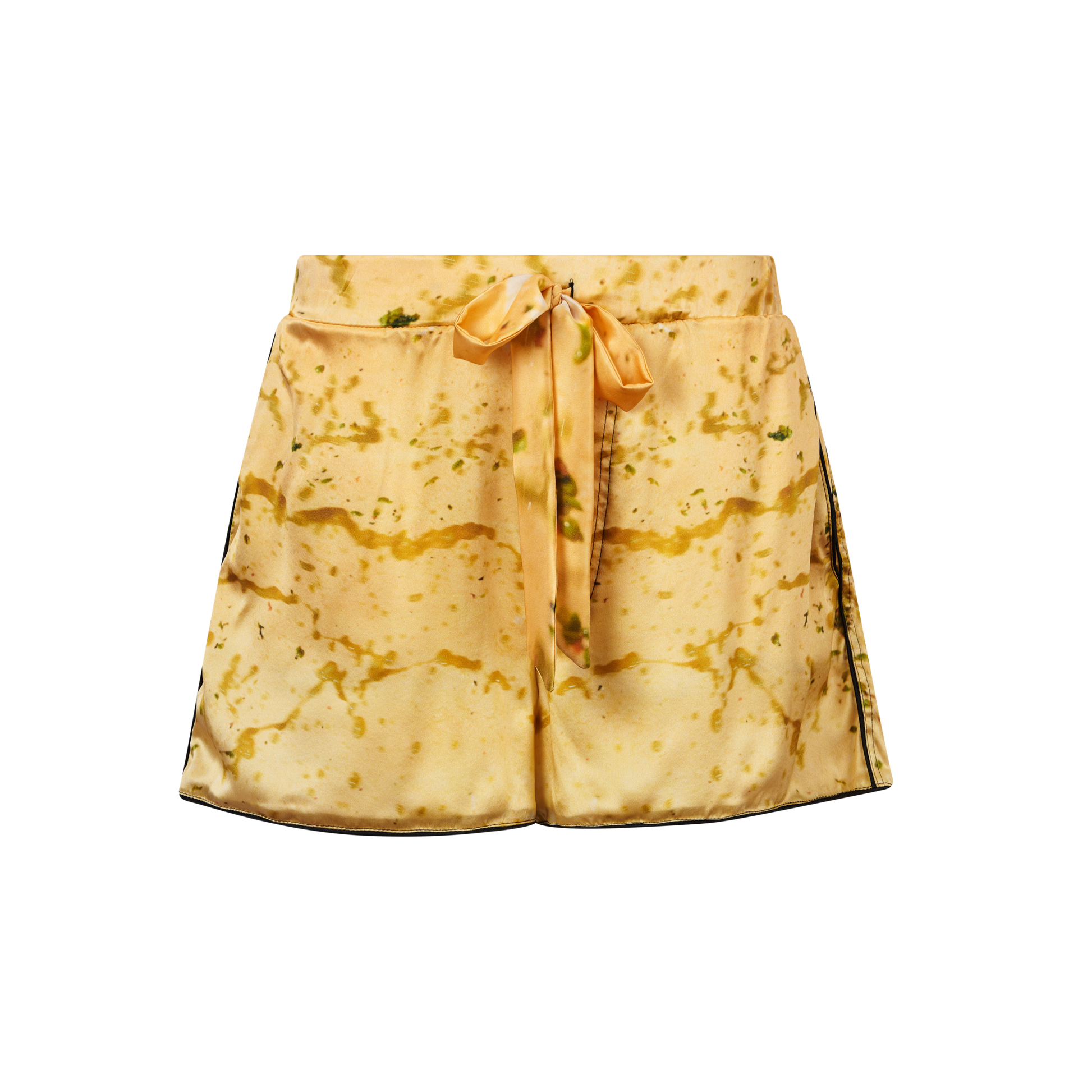 White Wine Grape Print Silk Drawstring Shorts