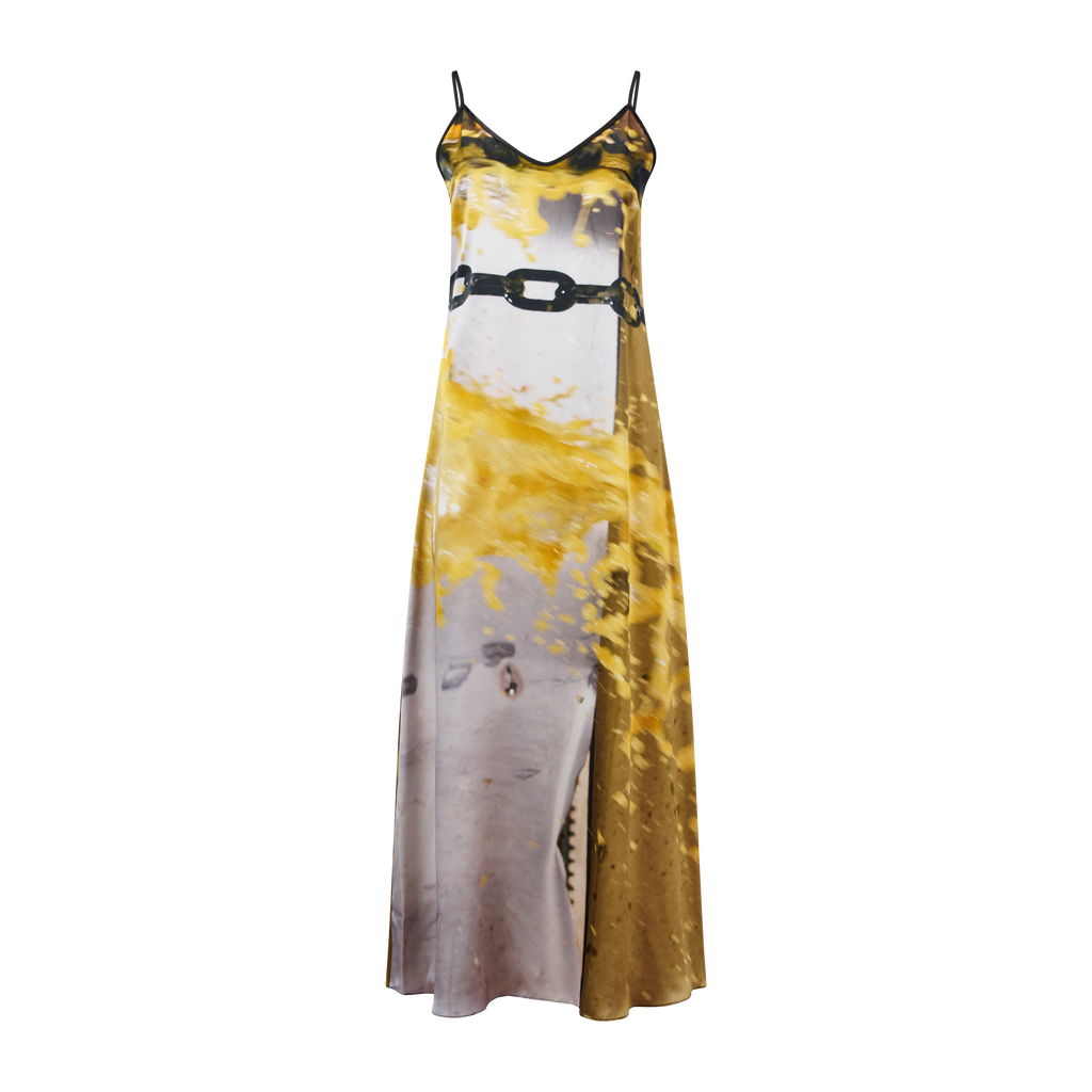 Steel Chain Silk Satin Dress