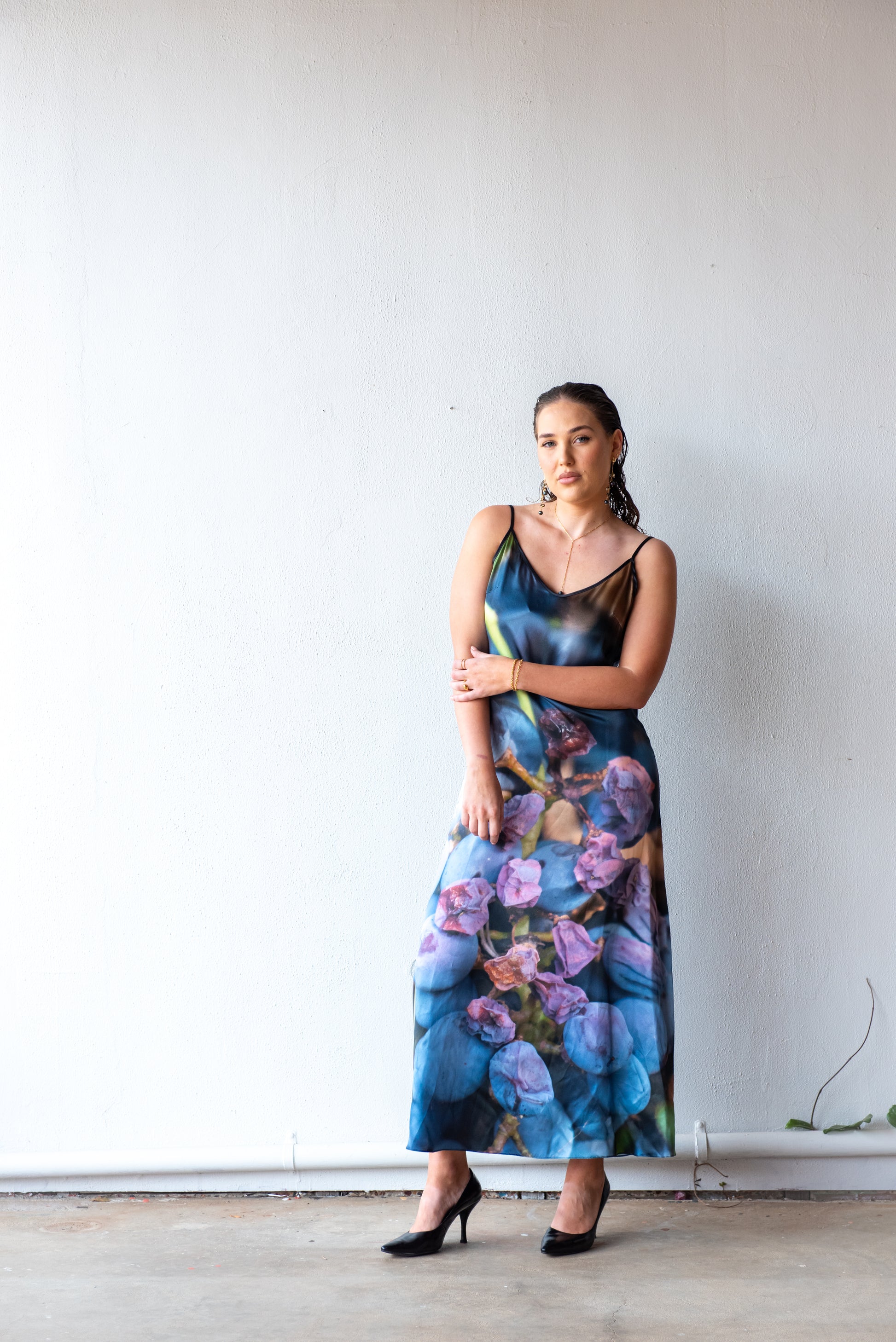 Blue Grape Silk Caftan & Slip Dress
