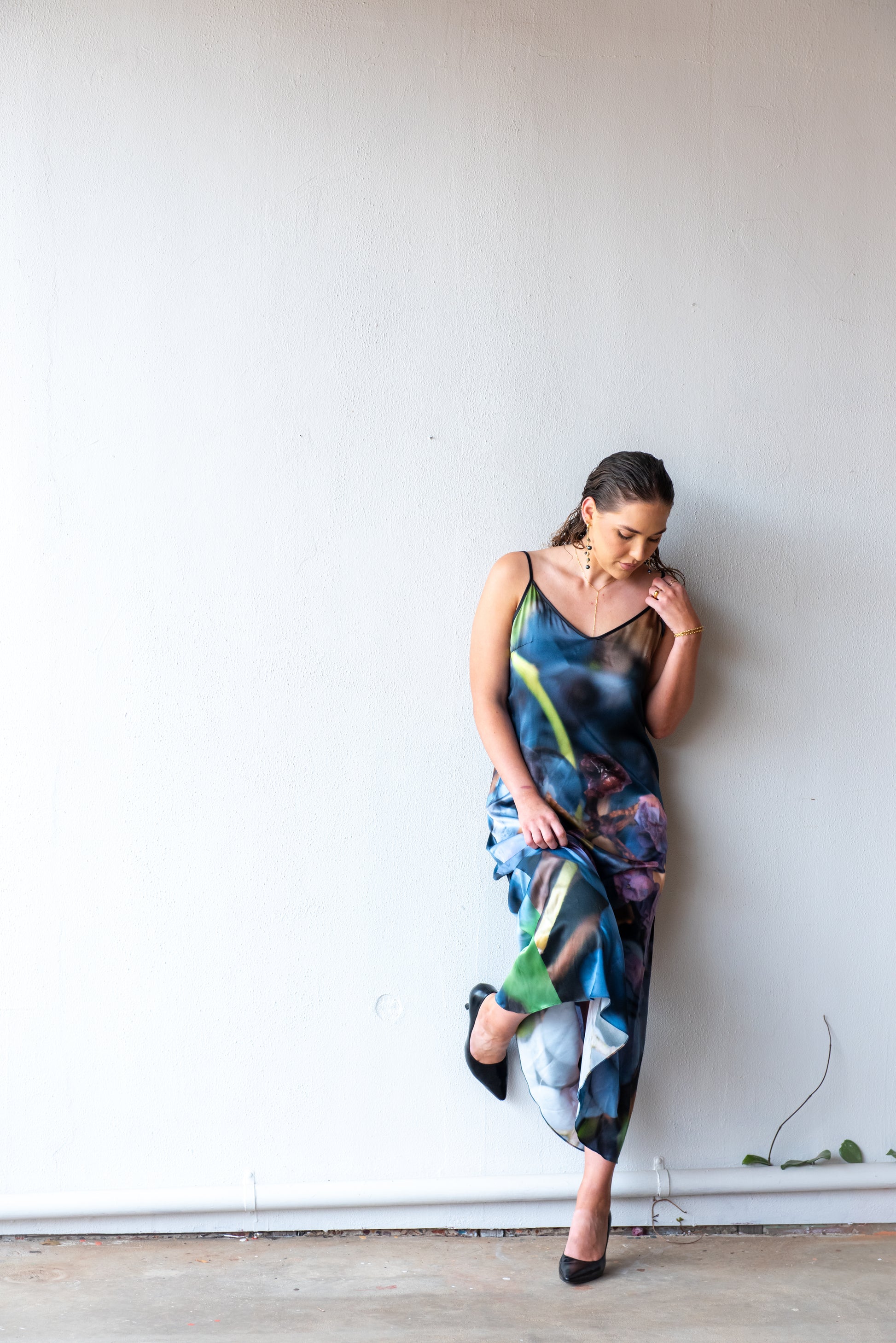 Blue Grape Silk Caftan & Slip Dress