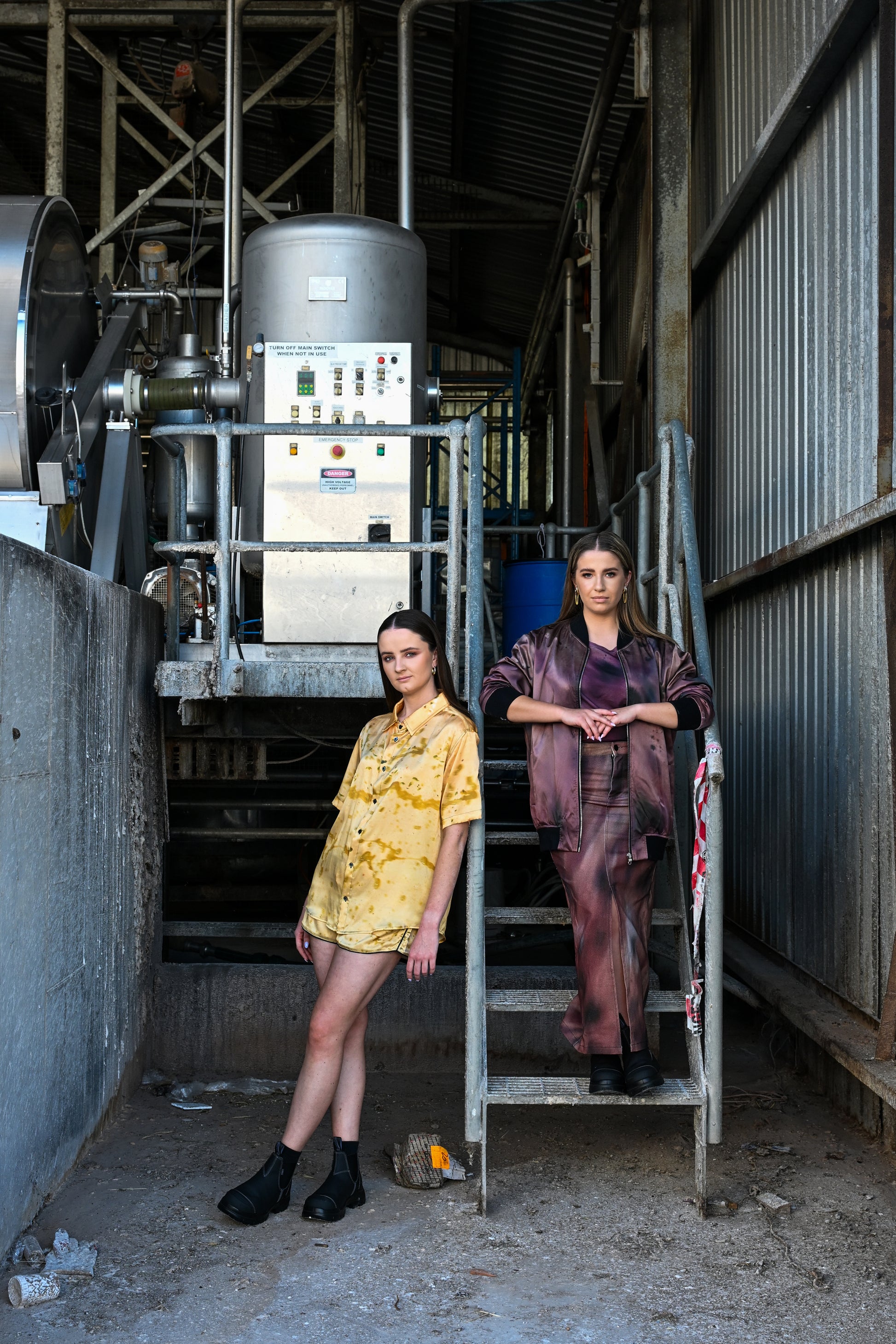 Textured Red Juice Denim Skirt