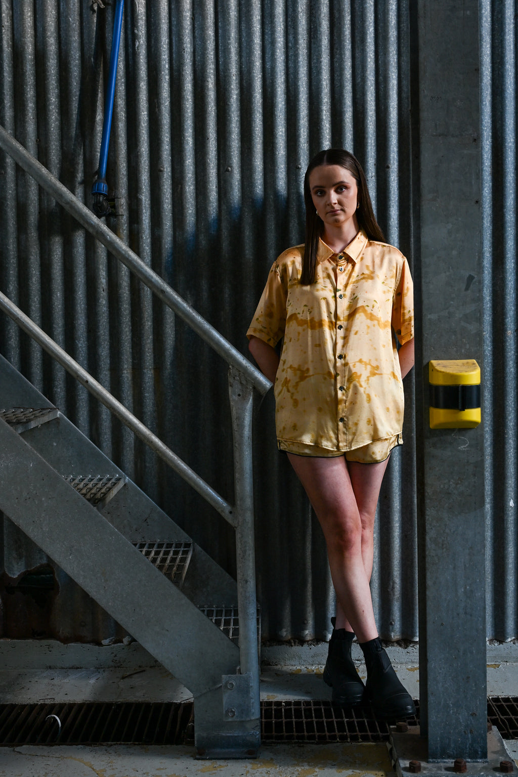 White Wine Grape Print Silk Drawstring Shorts