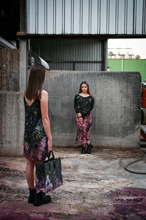 Black Grape Crush Silk Dress