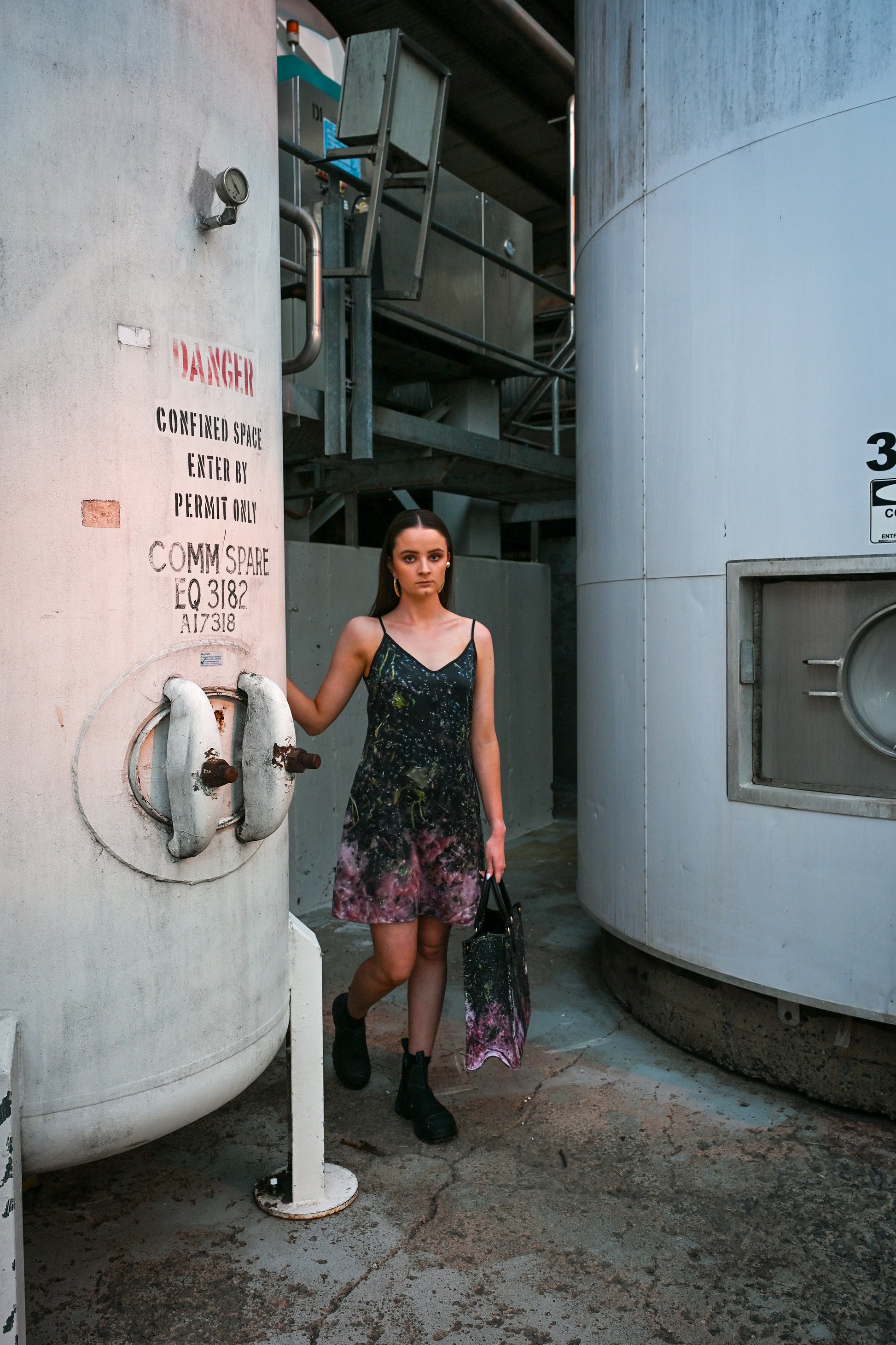 Black Grape Crush Silk Satin Mini Dress